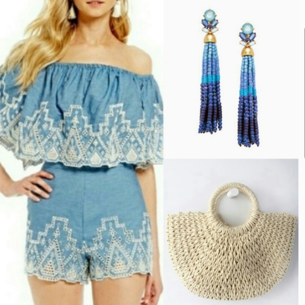 Gianni Bini Chambray Eyelet Crop Top